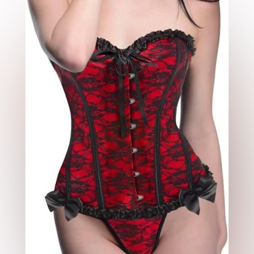 Lace up Red and black lace Corset